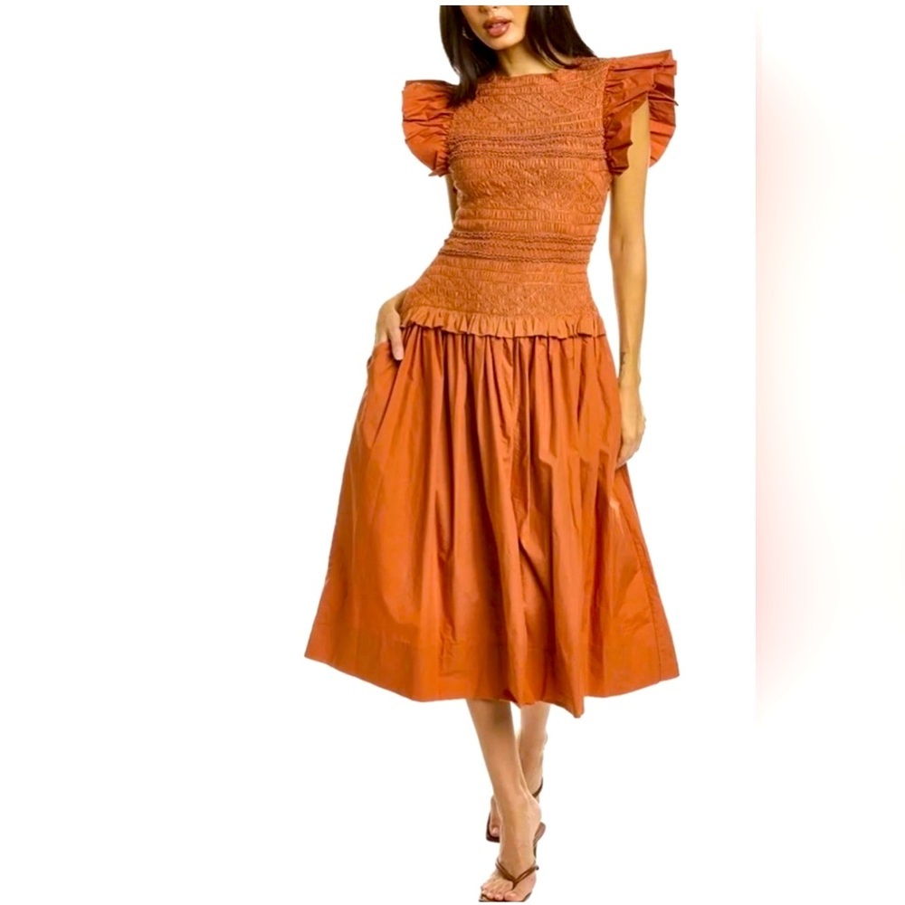 ULLA Johnson Madeline Ruffled Smocked Dress